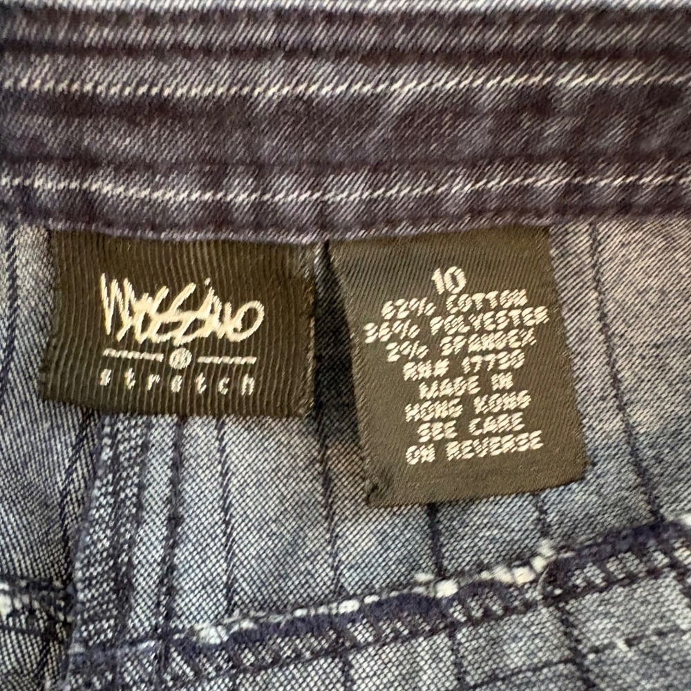 Vintage Y2K Mossimo Blue Pinstripe Denim Cropped Pants Cuffed Straight Leg Sz 10 - Picture 5 of 5
